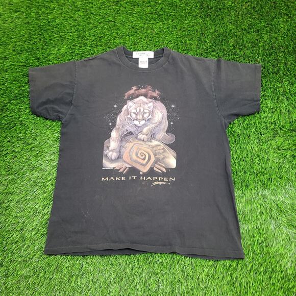 Vintage Animal Shirt L/XL 23x27 Cougar Black - Picture 1 of 14